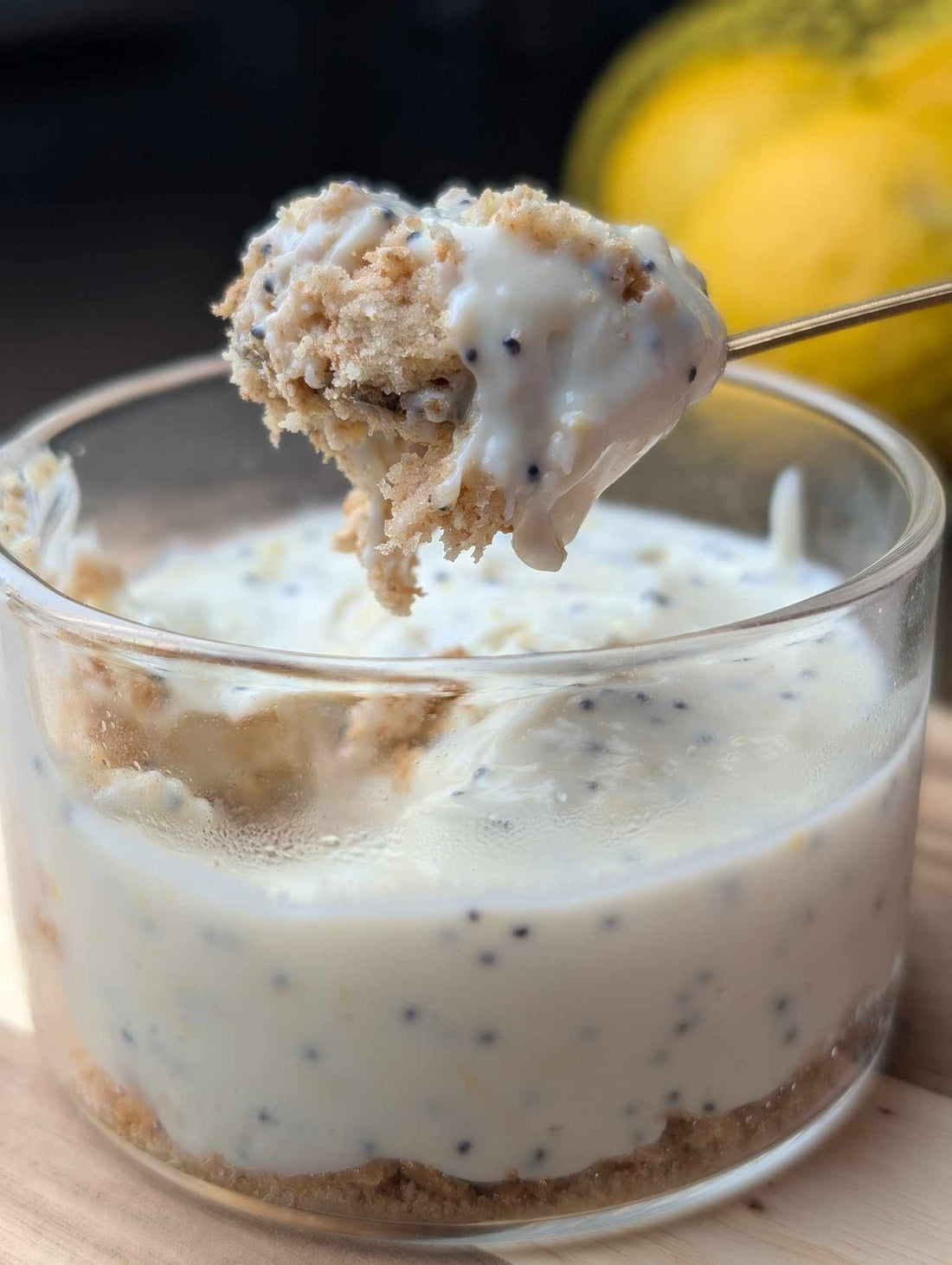 Lemon Poppy Seed Protein Cheesecake